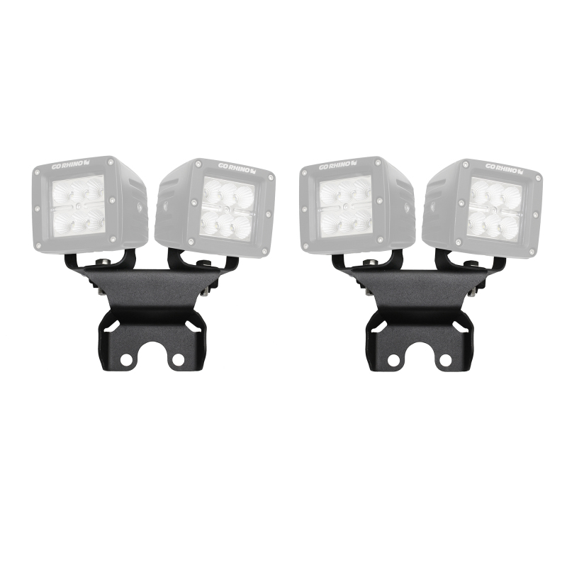 Jeep Wrangler JT Light Mounts - Rear - Go Rhino - Hard Top Rear for 3x3 LED Cubes - Textured Black - `18-`20